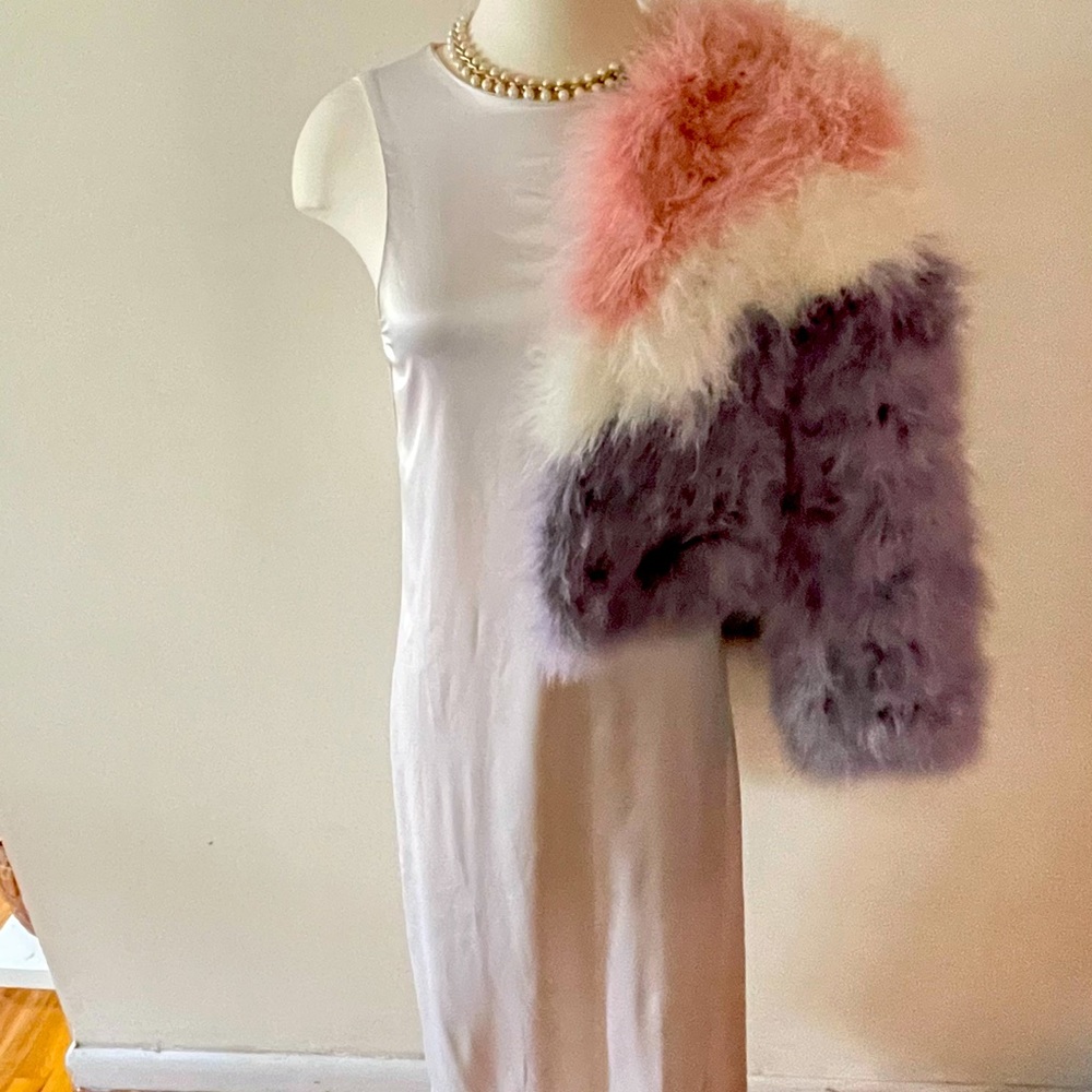 Asymmetrical Off White Satin Dress